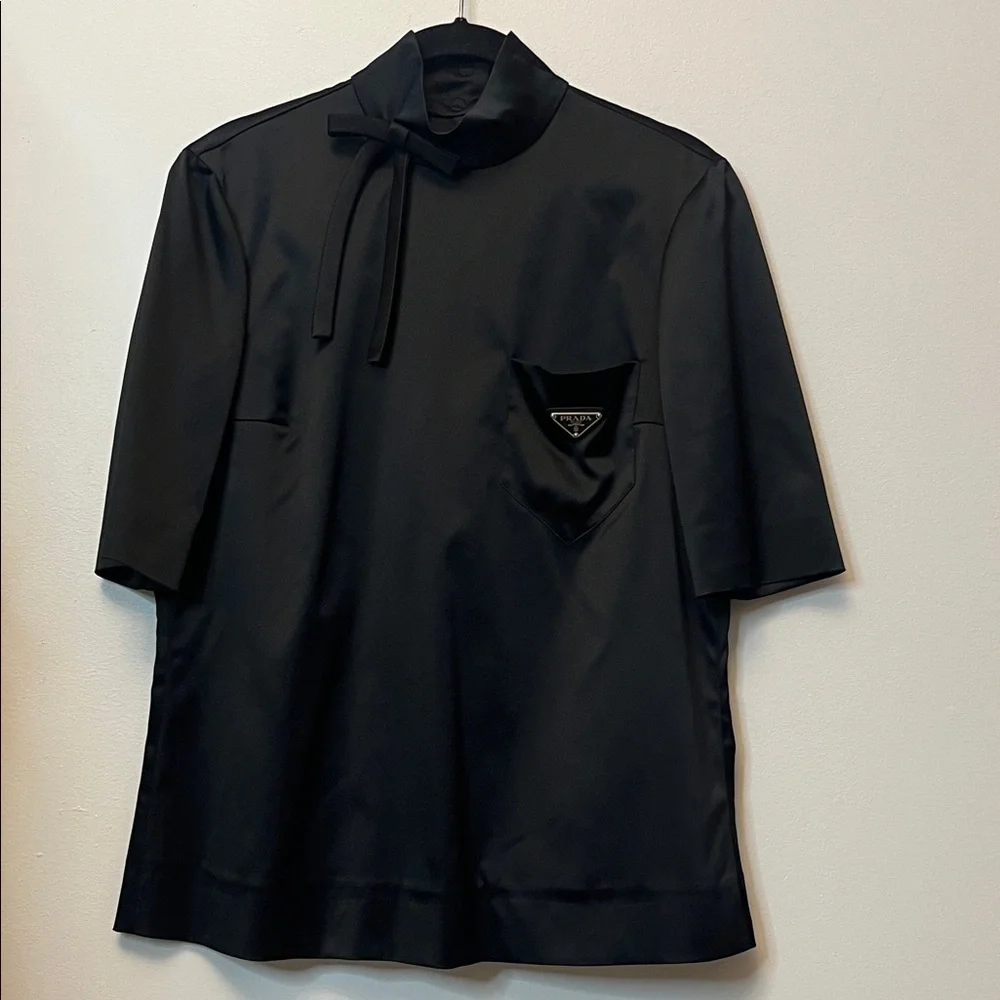 Prada Black Satin Blouse - Picture 3 of 8